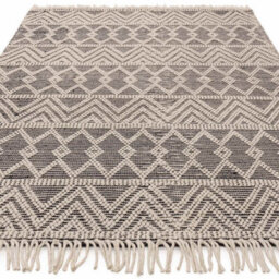 Handmade Easy To Clean Kilim Modern Wool Black Geometric Striped Wool Rug For Living Room & Bedroom-120Cm X 170Cm - thumbnail 2