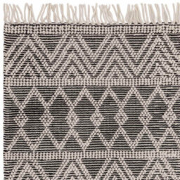 Handmade Easy To Clean Kilim Modern Wool Black Geometric Striped Wool Rug For Living Room & Bedroom-120Cm X 170Cm - thumbnail 3