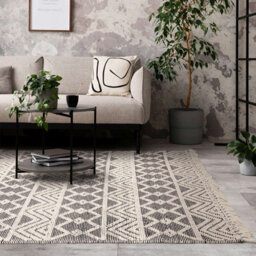 Handmade Easy To Clean Kilim Modern Wool Black Geometric Striped Wool Rug For Living Room & Bedroom-120Cm X 170Cm - thumbnail 1