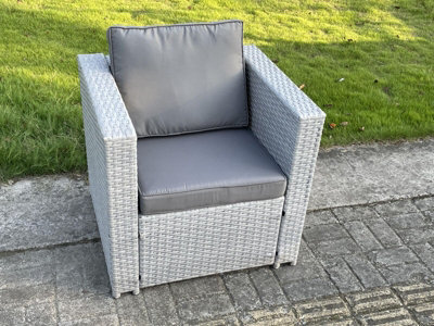 Fimous Light Grey Rattan Single Chair Patio Outdoor Garden Furniture With Thick Seat And Back Cushion - image 1