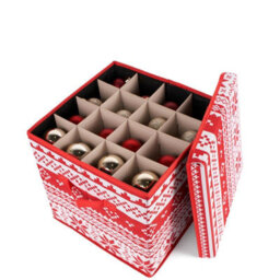 Ohs Nordic Print Christmas Bauble Storage Box Festive Decoration Organiser 64 Slots - thumbnail 5