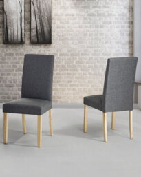 Beliani Set Of 2 Dining Chairs Broadway Fabric Grey - thumbnail 2