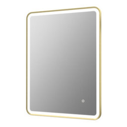 Aveli Rectangular Led Mirror Touch Bathroom Demister Mains Brushed Brass 600X800mm - thumbnail 3