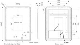 Aveli Rectangular Led Mirror Touch Bathroom Demister Mains Brushed Brass 600X800mm - thumbnail 4