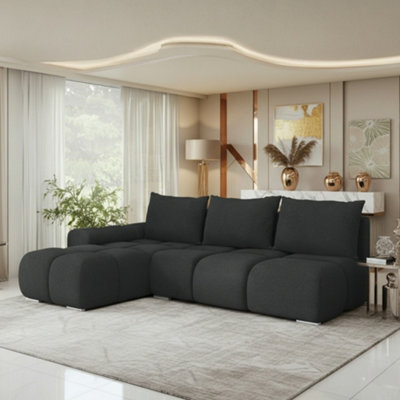 Galeria Corner Sofa Bed With Storage Left Hand Black - image 1