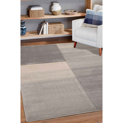 Melrose Big Grey Blocks Geometric Design Small Indoor Area Rug 080/150 - image 1
