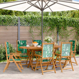Berkfield Reclining Garden Chairs 6 Pcs Green Fabric And Solid Wood