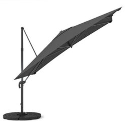 Living And Home 3M Large Square Canopy Rotatable Tilting Garden Rome Umbrella Cantilever Parasol With Fan Shaped Base, Dark Grey - thumbnail 3