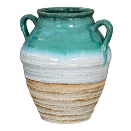 Hill Interiors Fen Amphora Vase White/light Green/brown (38Cm X 35Cm X 35Cm)