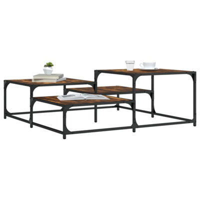 Berkfield Coffee Table Smoked Oak 107X107X40 Cm Engineered Wood - image 1