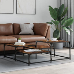 Berkfield Coffee Table Smoked Oak 107X107X40 Cm Engineered Wood - thumbnail 3