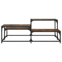 Berkfield Coffee Table Smoked Oak 107X107X40 Cm Engineered Wood - thumbnail 5