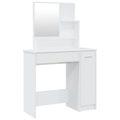 Berkfield Elegant Dressing Table With Mirror High Gloss White 86.5X35X136 Cm