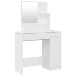 Berkfield Elegant Dressing Table With Mirror High Gloss White 86.5X35X136 Cm