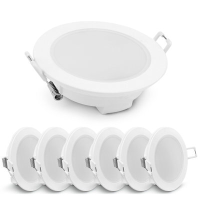 Paul Russells Led Downlight White Non-Dimmable Fixed Ceiling Spotlight 4.8W 390 Lumens, Ip65, Warm White 3000K Pack Of 6 - image 1