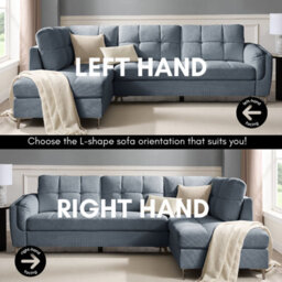 Home Detail Rose Left-Hand Facing Corner Sofa, Blue Linen - thumbnail 4