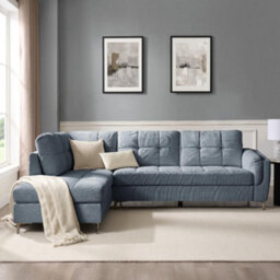 Home Detail Rose Left-Hand Facing Corner Sofa, Blue Linen - thumbnail 2