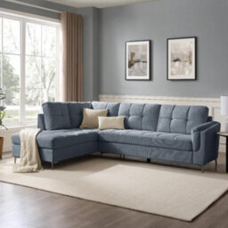 Home Detail Rose Left-Hand Facing Corner Sofa, Blue Linen - thumbnail 1