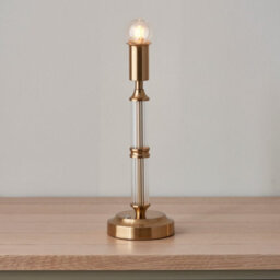 Luminosa Lighting Luminosa Morton Rechargeable Brushed Aged Brass Plate Table Lamp With Vintage White Fabric Ivy Shade 16Cm Integrated Led - thumbnail 5