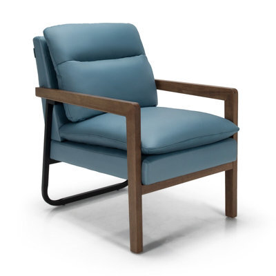 Gainoom Modern Accent Chair Fabric Armchair W/ Rubber Wood Legs Rear Steel Bracket - image 1