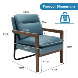 Gainoom Modern Accent Chair Fabric Armchair W/ Rubber Wood Legs Rear Steel Bracket - thumbnail 5