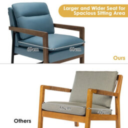 Gainoom Modern Accent Chair Fabric Armchair W/ Rubber Wood Legs Rear Steel Bracket - thumbnail 4