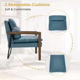 Gainoom Modern Accent Chair Fabric Armchair W/ Rubber Wood Legs Rear Steel Bracket - thumbnail 3