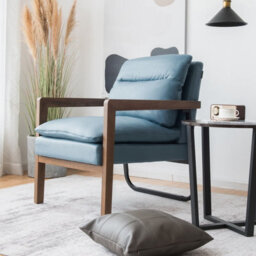 Gainoom Modern Accent Chair Fabric Armchair W/ Rubber Wood Legs Rear Steel Bracket - thumbnail 8