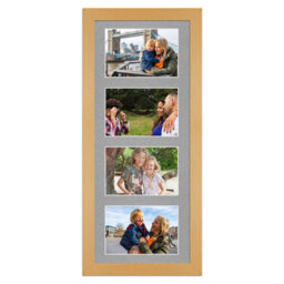 AK Frames 50X20Cm Country Pine Modern Multi Photo Frame With Silver Mount - Holds 4 Apertures (4X) 6X4 Photos