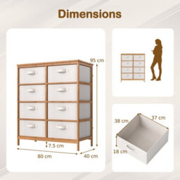 Gainoom 8-Drawer Dresser Bamboo Storage Tower With Foldable Fabric Drawers & Top Shelf - thumbnail 2