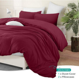 Bedlooms Burgundy Cotton Duvet Cover Set, Breathable & Anti-Allergic Bedding Set, King 230X220Cm - thumbnail 2