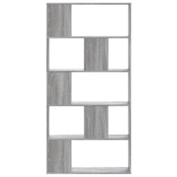 Berkfield Bookcase 5-Tier Grey Sonoma 80.5X23.5X162.5 Cm Engineered Wood - thumbnail 3