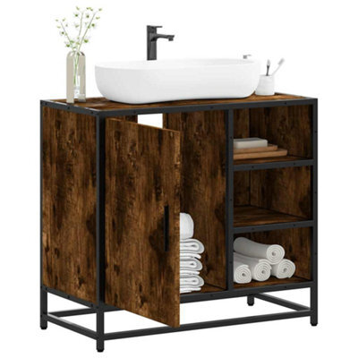 Walplus Bathroom Sink Cabinet Smoked Oak 65X33X60 Cm Engineered Wood - image 1