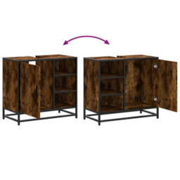 Walplus Bathroom Sink Cabinet Smoked Oak 65X33X60 Cm Engineered Wood - thumbnail 9