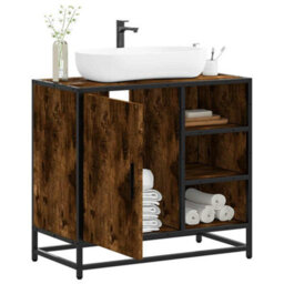 Walplus Bathroom Sink Cabinet Smoked Oak 65X33X60 Cm Engineered Wood - thumbnail 1