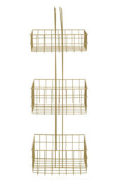 Orsina 3 Tier Gold Finish Storage Caddy With Grid Shelves, Storage Stand, Rectangular Organiser With Basket Tiers - thumbnail 3