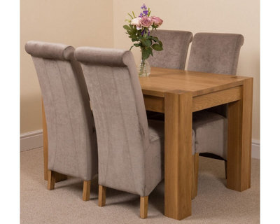 That's Furniture Kuba 125 X 80 Cm Chunky Oak Small Dining Table And 4 Chairs Dining Set With Montana Grey Fabric Chairs - image 1