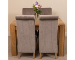 That's Furniture Kuba 125 X 80 Cm Chunky Oak Small Dining Table And 4 Chairs Dining Set With Montana Grey Fabric Chairs - thumbnail 2