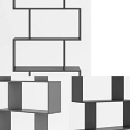 Black 4Tier Bookcase S-Shaped Bookshelf Display Rack Book Storage - thumbnail 6