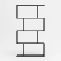 Black 4Tier Bookcase S-Shaped Bookshelf Display Rack Book Storage - thumbnail 3