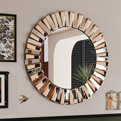 Artloge 80Cm Large Enthusiasm Decorative Wall Accent Mirror Round For Entrance Hallway Bathroom - image 1