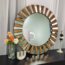 Artloge 80Cm Large Enthusiasm Decorative Wall Accent Mirror Round For Entrance Hallway Bathroom - thumbnail 4
