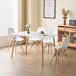 Comfy Living 5 Piece Dining Set With White Wooden Top And 4 White Chairs With Metal Detailing - thumbnail 1