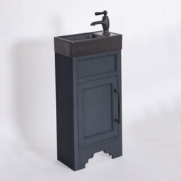 Homestylestore Black Grey 400mm Bathroom Vanity Unit With Black Basin And Black T Bar Handles - thumbnail 1