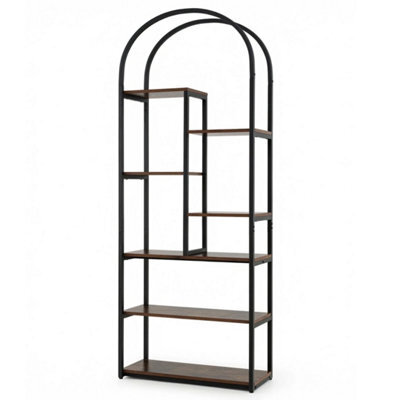 Open Shelves Industrial Arched Bookcase With 7 - image 1