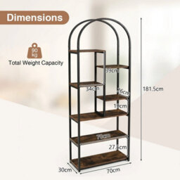 Open Shelves Industrial Arched Bookcase With 7 - thumbnail 2