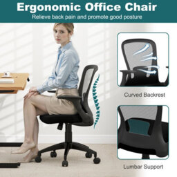 Gainoom Ergonomic Black Mesh Office Chair Height Adjustable Executive Chair - thumbnail 6
