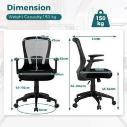 Gainoom Ergonomic Black Mesh Office Chair Height Adjustable Executive Chair - thumbnail 2