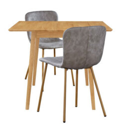 Hallowood Furniture Ledbury Light Oak Drop Leaf Dining Table With 2 Taupe Leather Effect Chairs - thumbnail 8