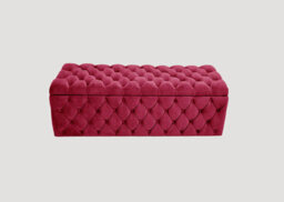 180Cm Wide Lux Ottoman Storage Box, Red Velvet Upholstered Chesterfield Storage Ottoman Box - thumbnail 1